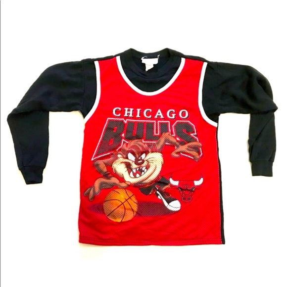 Vintage Taz Chicago Bulls Looney Tunes Jersey Shirt - Picture 1 of 4